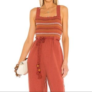 NWT Free People Sienna Sleeveless Smocked Jumpsuit